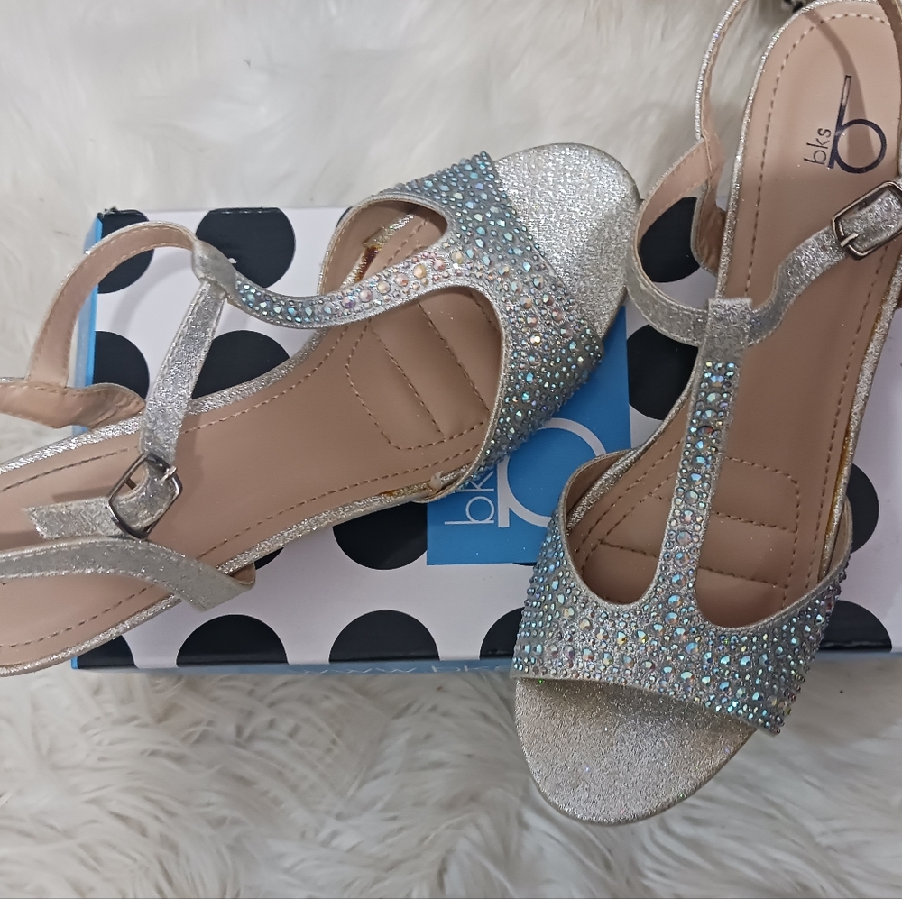 Bks Bakers Women silver rhinestone sandal heels - Picture 7 of 12